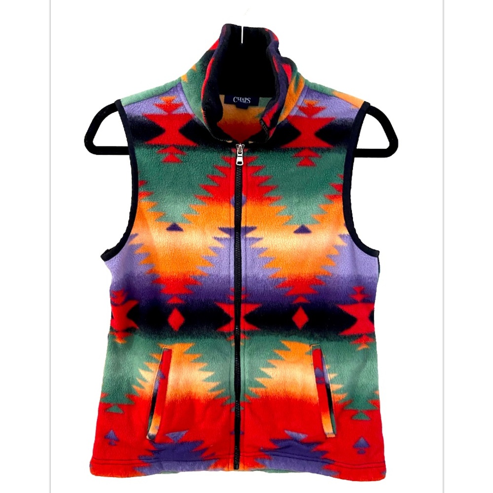 Chaps Ralph Lauren Aztec southwestern fleece zip up vest